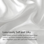 BEDELITE Satin Sheets Full Size Bed Set, Luxury Soft White Silky Sheet for Hair and Skin, Similar to Silk Bed Sheets Set 4 Pieces with 1 Deep Pocket Fitted Sheet, 1 Flat Sheet, and 2 Pillowcases