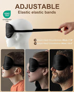 Silk Sleep Mask for Women and Men - Soft Breathable Organic Natural Mulberry Silk Fabric Blackout Eye Mask with Adjustable Straps No Pressure Eye Mask for Travel Essentials Gifts (Black)