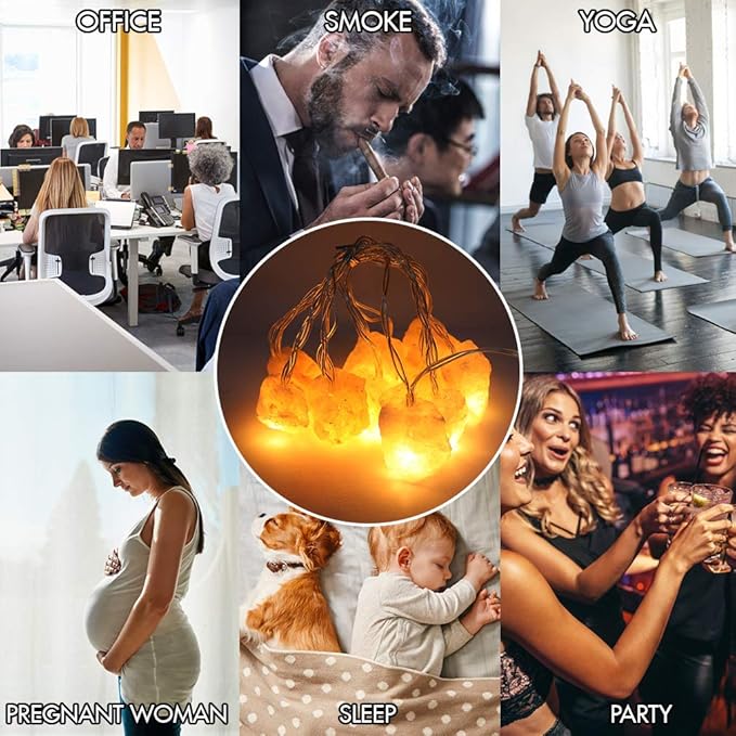 MINGRI Himalayan Salt lamp Salt Rock Night Light USB Fairy Hanging String Lights for Bedroom,Crystal Stones Natural Pink Salt Lamp for Meditation,Yoga,Office, Bedside,Desk,Computer, Baby,Child
