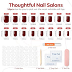 Modelones Press on Nails, Dark Red Short Square Fake Nails, Summer Reusable Nail Kit with Nail Glue Adhesive Tabs Mini Nail File, Nails Press Ons 32Pcs16 Sizes, Women Girl Gift