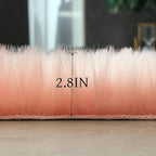linmopm Faux Fur Rug Sheepskin Shag Fluffy Fuzzy 5x7 ft Pink Rugs for Bedroom Bedside Bed Floor Living Room Plush Rectangle High-Density Cushion Carpet Super Sofa Cover