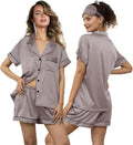 WJing Yi Jia 5Pcs Womens Soft Satin Pajama Set XS-4XL Button-Down Silk Pajamas Floral Sleepwear Bridal Pjs Lounge Pj Sets