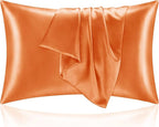BEDELITE Satin Pillowcase with Zipper 2 Pack, Burnt Orange Pillow Cases Standard Size, Super Soft and Cooling Similar to Silk Pillow Cases, Gift for Women Men(20x26 Inches)