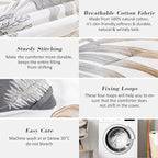 ALEISSEL Natural Cotton 3pcs Floral Comforter Sets King Size-Gray Comforter with Luxurious Brown Branches and Taupe & Gray Leaves on White, Reversible Lightweight Bedding Sets(King 104"×90")