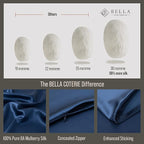 Bella Coterie Luxury Silk Pillowcase for Hair and Skin | 30 Momme | 100% Pure 6A Mulberry Silk | Super Soft | Perfectly Plush [Standard, Navy]