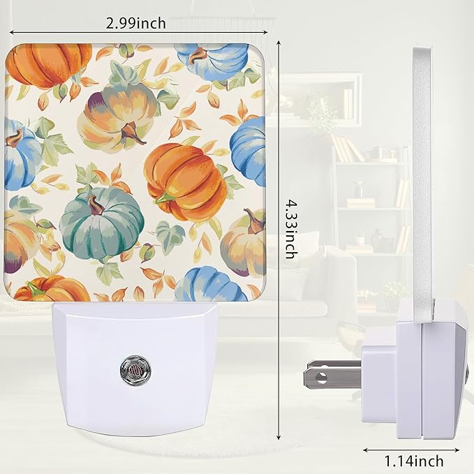 Thanksgiving Pumpkin Night Light, Thanksgiving Fall Night Light Plug into Wall with Dusk to Dawn Sensor, LED Lamp Energy Saving Lights for Men Women Boys Girls,Lamp for Bedroom Bathroom Hallway