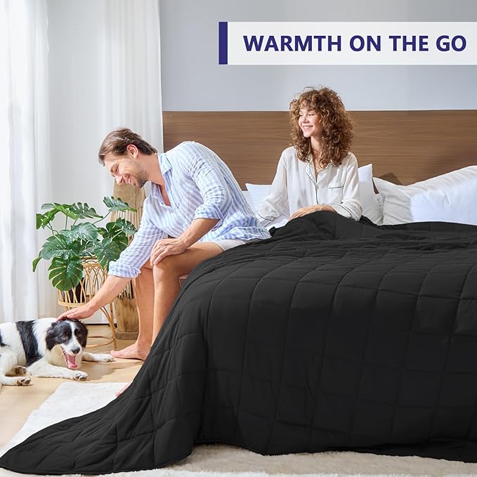 yescool Weighted Blanket for Adults (30 lbs, 88” x 104”, Black) Cooling Heavy Blanket for Sleeping Perfect for 290-310 lbs, King Size Breathable Blanket with Premium Glass Bead