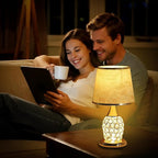 WSYEAR Crystal Table Lamp, Modern Lamp with Rose Flower Shade, LED Night Light with On/Off Switch Crystal Lamp for Living Room, Girl Bedroom, Dresser, Office