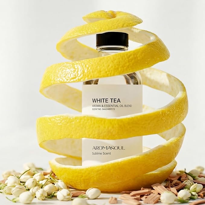 AROMASOUL Hotel Diffuser Oil Inspired by The White Tea Scent - Premium Fragrance Oil No. SA62489172 for Ultrasonic and Waterless Diffusers - 120 mL, 4 fl oz