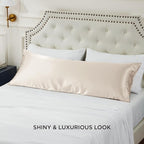 Bedsure Body Pillow Cover 20x54 Inches - Beige Satin Similar to Silk Pillowcase for Hair and Skin, Cooling and Silky Long Body Pillow Pillowcase with Envelope Closure, Gifts for Women Men