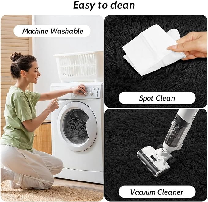 5x7 Area Rug Fluffy Shaggy Ultra Soft Faux Fur Non-Slip Machine Washable Carpet for Bedroom, Living Room, Nursery & Dorm Cozy Home Decor