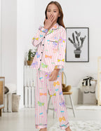 EPLAZA Kids Satin Pajamas Sets Girls Boys Button-Down Silky Pajamas Sleepwear with Hairband Eye Mask Hair Tie