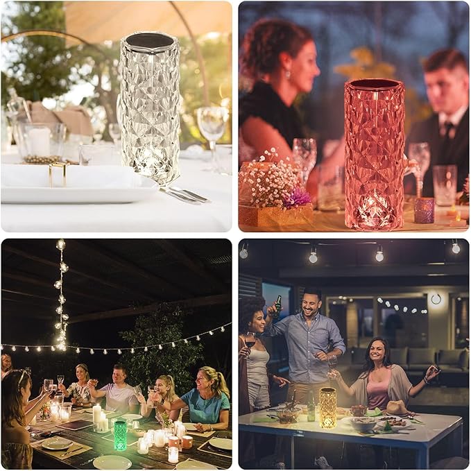BGFHome Crystal Table Lamp RGB Color Changing Night Light,Romantic LED Rose Diamond Touch Lamps for Living Room (Remote & Touch)