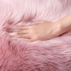 Ashler Faux Fur Rug, Pink Fluffy Shaggy Area Rug, Soft 3x3 Ft Round Sheepskin, Fuzzy Machine Washable Carpet, Nursery Rug for Kids Bedroom, Living Room