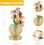 Flower Table Lamp, Orchid Flower with Crystal Vase Lamp, Cordless Touch Desk Light, 3 Colors Dimming & Rechargeable, Small Night Light for Bedroom Home, Romantic Gifts for Girl Women (White)