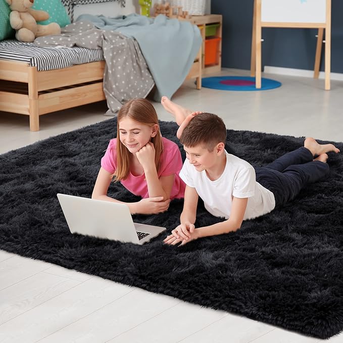 Noahas Extra Large 9x12 Area Rugs for Living Room,Fluffy Black Bedroom Rug,Big Thick Plush Shag Non-Skid Soft Shaggy Throw Carpet