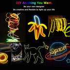 JIGUOOR EL Wire Battery Pack 16.4ft / 5m Bright Neon Light Strip 360° Illumination Neon Tube Rope Lights for DIY, Festival, Party Decoration, Pub, Halloween, Chrismas (16.4ft / 5m, Yellow)