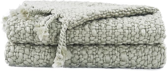 Home Soft Things Basket Weave Throw Blanket, Soft Cozy Warm Blanket with Braided Decorative Throw for Couch Sofa Outdoor Indoor, Silver, 50''x60