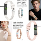 Smart Bracelet for Women,Fitness Tracker with Interchangeable Straps, Activity & Sleep Monitor with Heart Rate SpO2, Lightweight Waterproof Smart Wristband, Free App (Gold B)