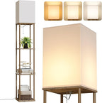 SUNMORY Floor Lamp with Shelves, Modern Square Shelf Lamps, Display Shelf Standing Lamp with 3 Color Temperature Bulb, Corner Bookshelf Lamps for Living Room and Bedroom Office, Home Decor