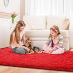 Jelymark Super Soft Shaggy Rug for Bedroom, 2x6 Feet Fluffy Carpet for Living Room, Fuzzy Indoor Plush Area Rug for Home Decor, Furry Floor Rugs for Dorm, Kids Nursery Rug for Girls, Red