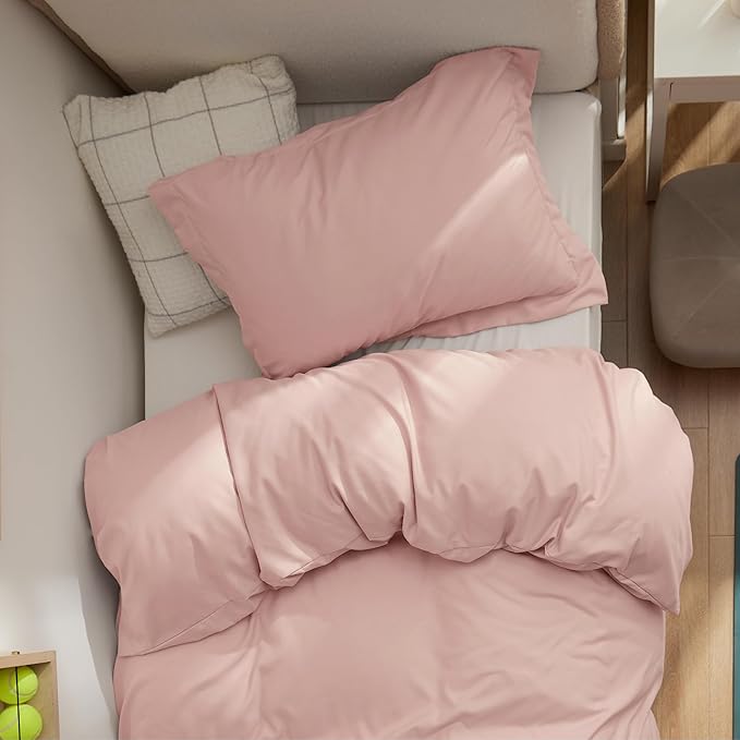 Bedsure Duvet Cover Twin/Twin XL Size - Soft Double Brushed Bedding Set for Kids & Adults, Zipper Closure, 2 Pieces, Includes 1 Duvet Cover (68"x90") & 1 Pillow Sham, NO Comforter, Blush Pink