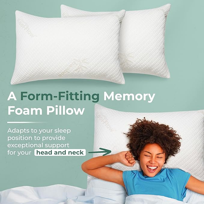 Snuggle-Pedic Shredded Memory Foam Pillow - The Original Cool Pillows for Side, Stomach & Back Sleepers - Sleep Support That Keeps Shape - College Dorm Room Essentials for Girls and Guys - Queen