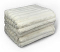 Faux Fur Blanket Twin/Twin XL - 60x80 Inch Soft & Warm Fluffy Throw for Bed, Sofa, Camping | 350GSM Cloud-Touch Microfiber | Cozy Essentials for Travel & Movie Nights, Striped White