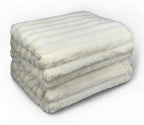 Faux Fur Blanket Twin/Twin XL - 60x80 Inch Soft & Warm Fluffy Throw for Bed, Sofa, Camping | 350GSM Cloud-Touch Microfiber | Cozy Essentials for Travel & Movie Nights, Striped White