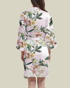 WJing Yi Jia Womens Satin Kimono Robe Silky Robes Floral Bathrobe Bride Bridesmaid Wedding Bridal Dressing Gown Loungewear