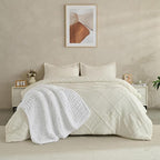 Soft Knitted Throw Blanket - 50x60 Inch Cozy & Lightweight All-Season Blanket, Wrinkle-Resistant Polyester for Couch, Bed, Sofa, Reading Nook (White)