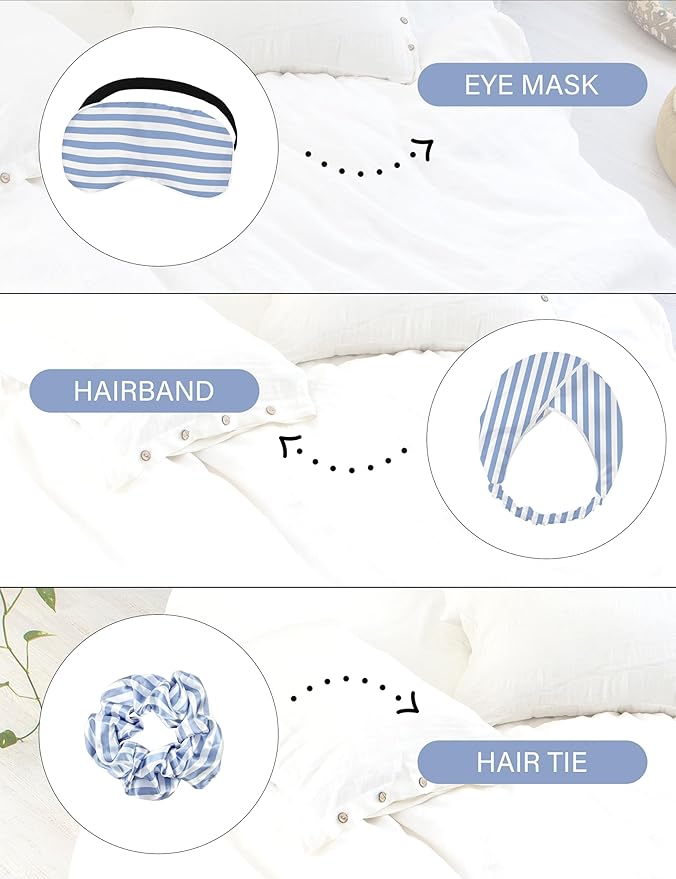 EPLAZA Silk Pajamas for Women Satin Pajamas Set 5 Pcs Long Sleeve Print Pattern Button Down Pjs Sleepwear Loungewear Set