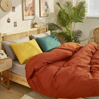 Cottonight Burnt Orange Comforter Set King Caramel Bedding Comforter Rust Soft Breathable Cotton Reddish Terracotta Blanket Quilts for Women Men King Bed