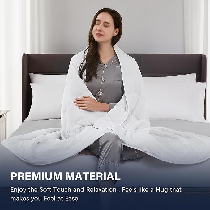 CuteKing Weighted Blanket for Adults: Weighted Blanket with Premium Glass Beads - Breathable Heavy Blanket for Comfort Sleep - Thick Blanket for Adult All Season (25lbs, 88"x104", White)