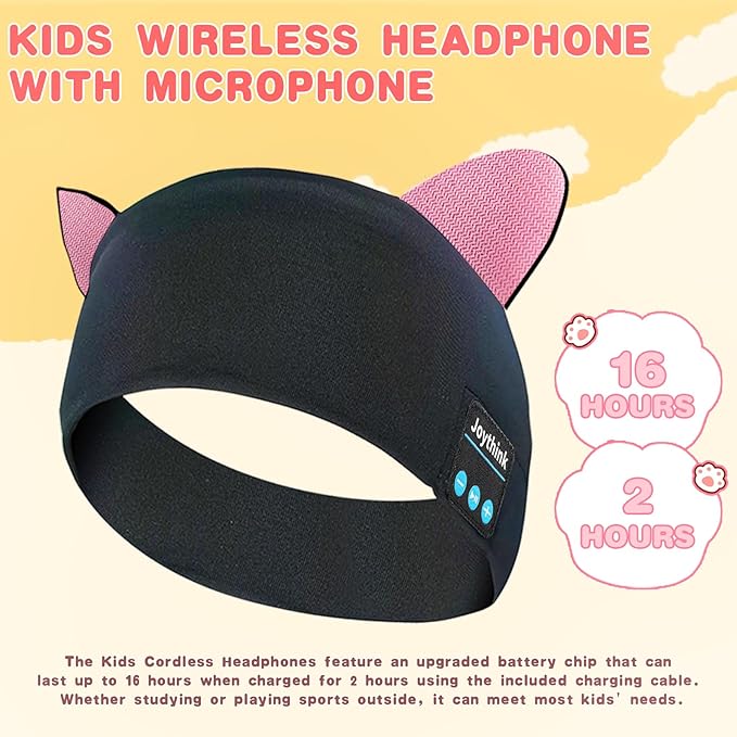 Joythink Kids Bluetooth Headband Headphones Sleep Mask Wireless Earphones Built in Thin Speaker Adjustable Sports Headset Sleep Headband for Girls Boys Toddler Children Baby Airplane Travel Study