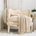 CREVENT Home Decor Rustic Couch Sofa Chair Bed Throw Blanket, Soft Warm Cozy Light Weight for Travelling in Spring Summer (50''X60'' Beige/Ivory)