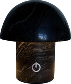 Hand-Polished Natural Marble Mushroom Lamp, Rechargeable LED Stone Night Light with Touch Control and 3 Brightness Levels, Sculptural Bedside Ambient Decor Light for Modern Home