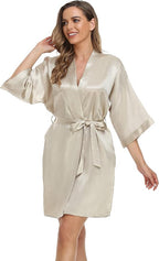 Robe for Women Silky Lightweight Satin Kimono Bride Bridesmaids Wedding Party Robes Dressing Gown Summer Loungewear
