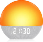 Sunrise Alarm Clock, White Noise Sound Machine, Gentle Alarm Clocks for Bedrooms, Natural Linen, 24 Soothing Sounds, 17 Night Lights, Dimmable Clock, Dual-Alarm for Heavy Sleepers