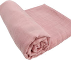 BWD Baby Swaddle Blanket – Ultra-Soft Bamboo Viscose & Organic Cotton Muslin – Lightweight, Breathable, Stretchy – Newborn Essential 47" (Dusty Rose)