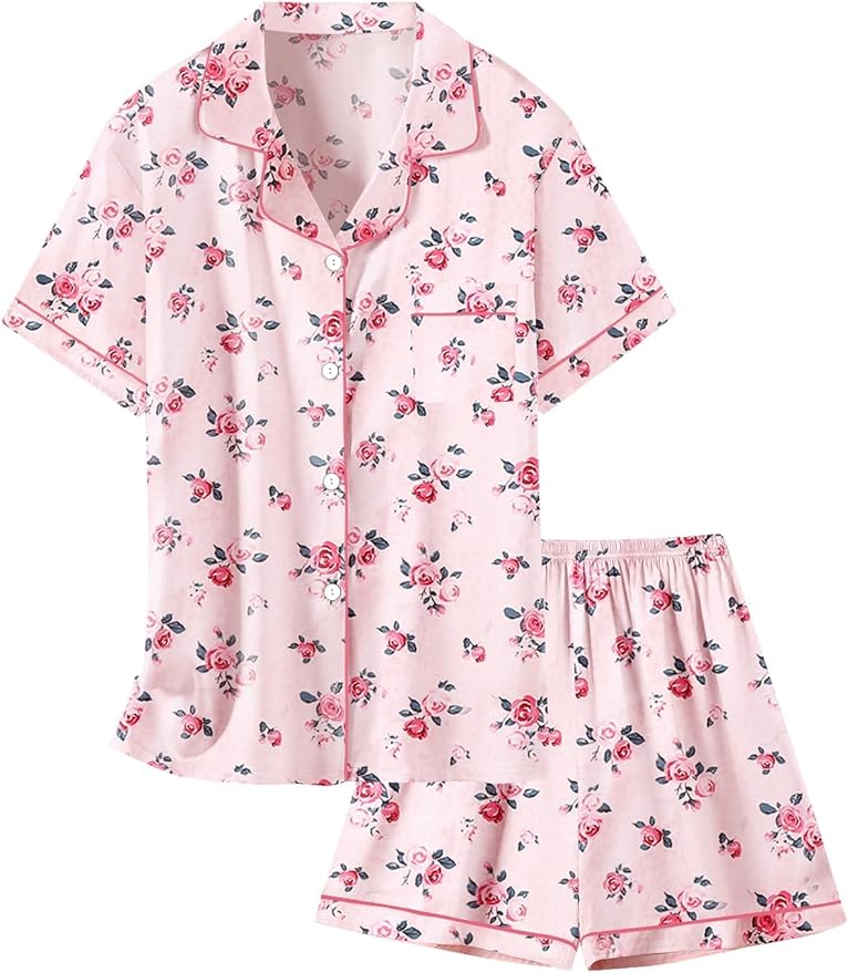 Girls & Womens Satin Pajamas Set, Silk Button-Down Sleepwear 2 Piece Nightwear, 3 Years - Women XXL