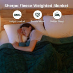 Sherpa Fleece Adult Weighted Blanket Great for Sleep, 15 lbs Dual Sided Soft Fuzzy Heavy Blankets for Couch Bed Sofa, Cozy Warm Fluffy Jacquard Throw for Winter (Green, 60" x 80", 15 Pounds)