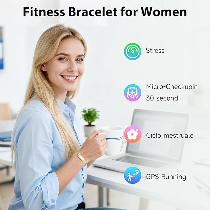 Activity Tracker for Women, Health and Fitness Wearable with 24/7 HRV/Blood Pressure/Heart Rate/SPO₂/Sleep Monitor and 35 Sports Modes, Menstrual Cycle Insights IP68 iOS Android