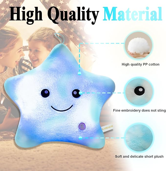 Cute Stuffed Animals Glow Pillow,LED Night Light Up Star Pillows for Kids Decorative Pillow Girls Boys Teens Adults Birthday Christmas Valentines Gift,Kids' Plush Toy Pillows Plushies