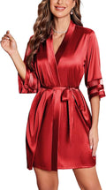 Ekouaer Women's Satin Robe Silk Kimono Bathrobe Bridesmaid Wedding Bridal Party Robes 3/4 Bell Sleeve Sleepwear S-XXL