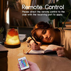 Runyangshi Himalayan Salt Crystal Night Lamp Diffuser Stones Natural Clear Quartz Crystal and Haling Gemstones with Remote Control - USB Port, 7 Colours, Dimming Mode for Bedroom & Home Decor
