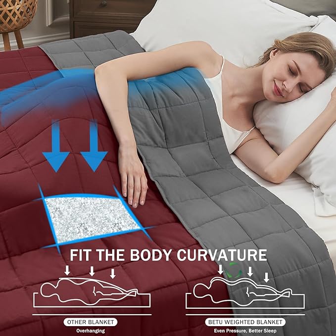 Weighted Blanket for Adults 20lbs, 48"x72", Twin Full Size Cooling Heavy Throw Blanket for 130-220lbs, Microfiber Soft Thick Big Blankets Weighted Comforter Gift for Sleeping, Red Grey