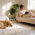 Shag Cream Rug 6x9 Area Rugs for Bedroom Living Room - Non Slip Ultra Soft Large Fluffy Fuzzy Shag Plush Shaggy Furry Rug for Dorm Kids Room Nursery Playroom, Home Office Modern Carpet Decor