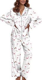 Ekouaer Pajamas For Women Set Silk Pjs 2 Piece Satin Sleepwear Long Sleeve Button Down Lounge Sets With Pant