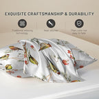 Silk Like Pillowcase for Hair and Skin Watercolor Forest Birds Floral 1 Pack Satin Pillowcase with Hidden Zipper Soft Breathable Smooth Cooling Pillow Cover King Size for Bedroom Sofa 20”x36”